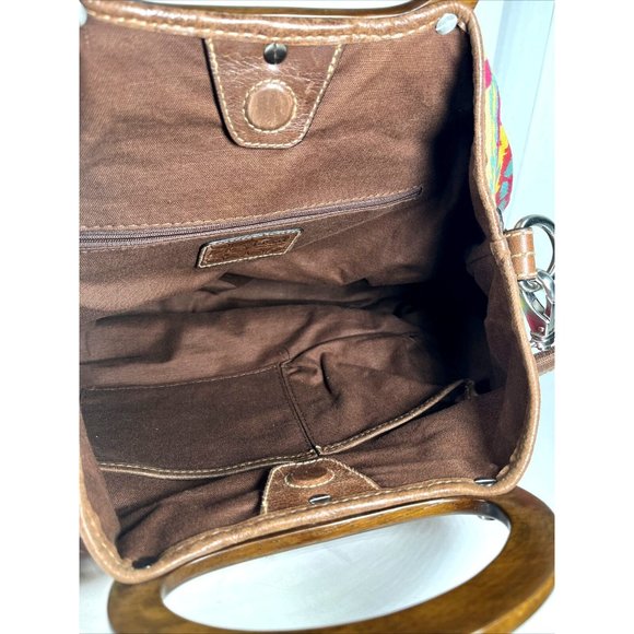 Fossil Fabric and Leather Geometric Floral Print Satchel Shoulder Bag - Picture 3 of 16